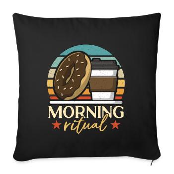 Coffee & Doughnuts Morning Ritual Coffee Doughnut - Sofa pillowcase 17,3'' x 17,3'' (45 x 45 cm) - black - Front