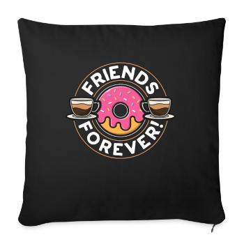 Café & beignets Friends Forever Amateur de café - Housse de coussin décorative 45 x 45 cm - noir - Devant