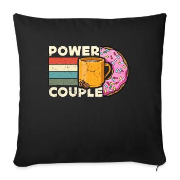 Café & beignets Power Couple Retro Coffee Lover - Housse de coussin décorative 45 x 45 cm - noir - Devant
