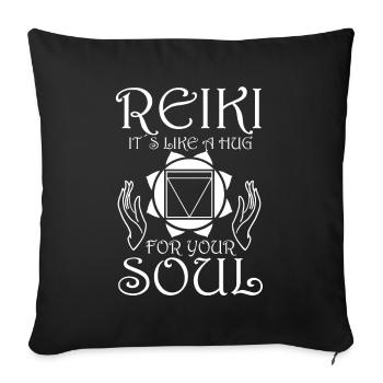 Energie Chakra Holistique Healing Mains Reiki - Housse de coussin décorative 45 x 45 cm - noir - Devant