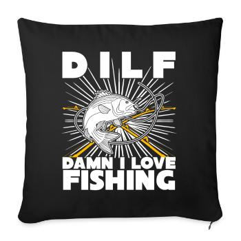 Pêcheur à la ligne Pêche Pêcheur Ange Pêche - Housse de coussin décorative 45 x 45 cm - noir - Devant