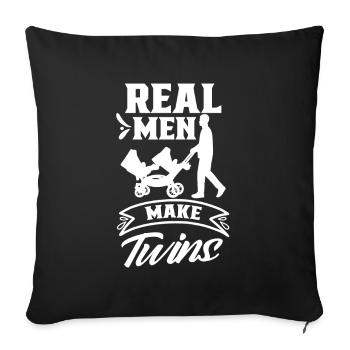 De vrais hommes font de l’humour des Gémeaux un jumeau - Housse de coussin décorative 45 x 45 cm - noir - Devant