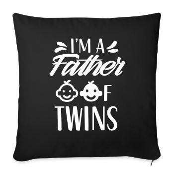 Je suis père de jumeaux humour jumeau - Housse de coussin décorative 45 x 45 cm - noir - Devant