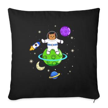 Astronaut Lovers Cat Propriétaires - Housse de coussin décorative 45 x 45 cm - noir - Devant