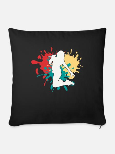 Singen Sängerin Silhouette - Sofakissenbezug 45 x 45 cm - Schwarz