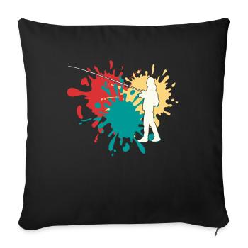 Fishing Angler Silhouette - Sofa pillowcase 17,3'' x 17,3'' (45 x 45 cm) - black - Front