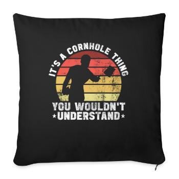 Cornhole Player Blind Hole - Funny Cornhole - Sofa pillowcase 17,3'' x 17,3'' (45 x 45 cm) - black - Front