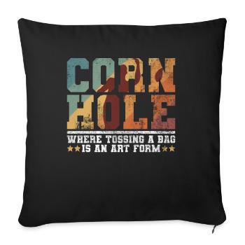 Cornhole Player Blind Hole - Funny Cornhole - Sofa pillowcase 17,3'' x 17,3'' (45 x 45 cm) - black - Front