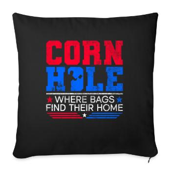 Cornhole Player Blind Hole - Funny Cornhole - Sofa pillowcase 17,3'' x 17,3'' (45 x 45 cm) - black - Front