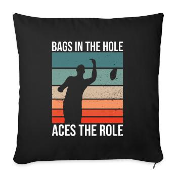 Cornhole Player Blind Hole - Funny Cornhole - Sofa pillowcase 17,3'' x 17,3'' (45 x 45 cm) - black - Front