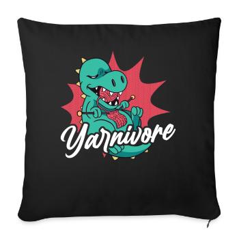 Knitting Knitter Pun Dinosaur - Sofakissenbezug 45 x 45 cm - Schwarz - Vorne