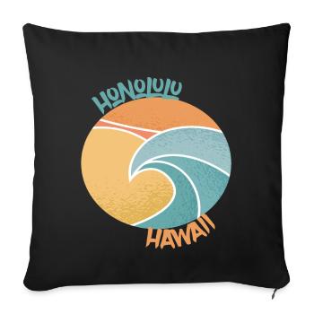 Honolulu Surfing Palmen Hawaii Urlaub Ozean - Sofakissenbezug 45 x 45 cm - Schwarz - Vorne