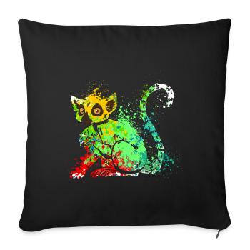 Splash Art Ringtail Maki Madagascar lémuriens - Housse de coussin décorative 45 x 45 cm - noir - Devant