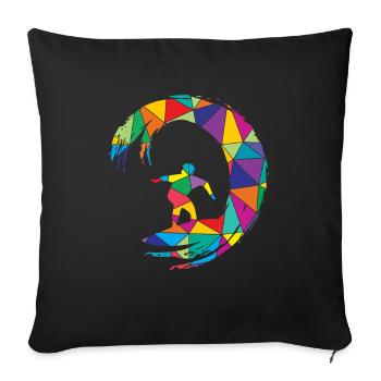 Surfer Polygon Surfers - Sofa pillowcase 17,3'' x 17,3'' (45 x 45 cm) - black - Front