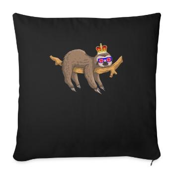 Paresseux portant la couronne d’Angleterre - Housse de coussin décorative 45 x 45 cm - noir - Devant