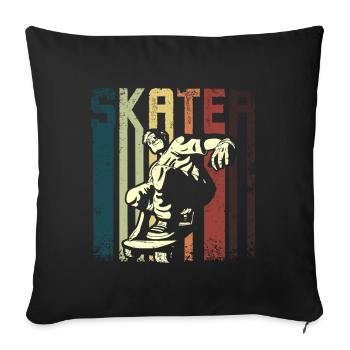 Retro Vintage Skateboarding - Sofa pillowcase 17,3'' x 17,3'' (45 x 45 cm) - black - Front