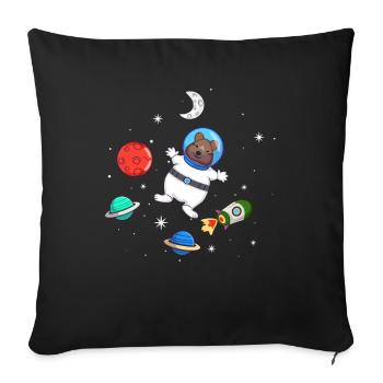 Quokka amoureux Astronaute animal - Housse de coussin décorative 45 x 45 cm - noir - Devant