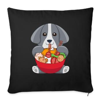 Chien de nouilles ramen japonais - Housse de coussin décorative 45 x 45 cm - noir - Devant