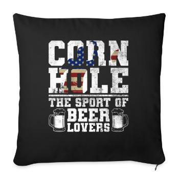 Cornhole Player Beer - Fun Cornhole - Sofa pillowcase 17,3'' x 17,3'' (45 x 45 cm) - black - Front