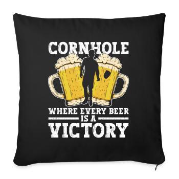 Cornhole Player Beer - Fun Cornhole - Sofa pillowcase 17,3'' x 17,3'' (45 x 45 cm) - black - Front