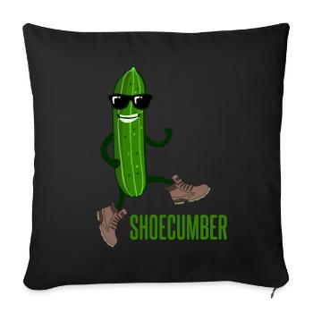 Gurke mit Schuhen Shoecumber Gurken - Sofakissenbezug 45 x 45 cm - Schwarz - Vorne