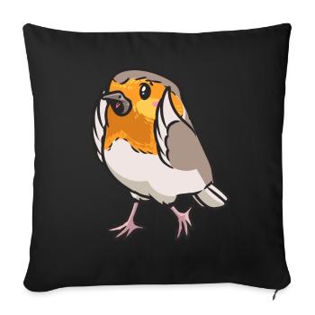 Robin Bird Kawaii Emoticon - Sofa pillowcase 17,3'' x 17,3'' (45 x 45 cm) - black - Front