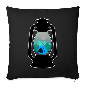 Randonnée Camping Lampe Lanterne Trekking - Housse de coussin décorative 45 x 45 cm - noir - Devant