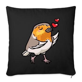 Robin Bird Kawaii Emoticon - Sofa pillowcase 17,3'' x 17,3'' (45 x 45 cm) - black - Front