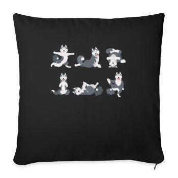 Yoga Husky Meditation Dog Does Yoga Exercises - Sofa pillowcase 17,3'' x 17,3'' (45 x 45 cm) - black - Front