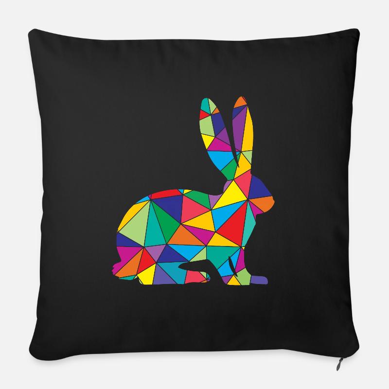 Hase Polygon Kaninchen Hasen - Sofakissenbezug 45 x 45 cm - Schwarz