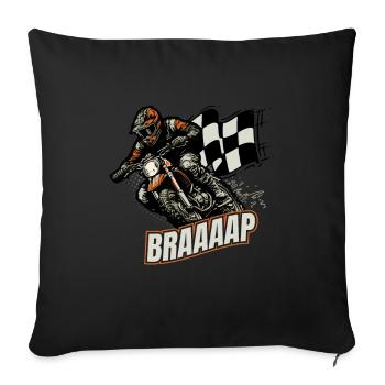 Dirt Bike Racing Motorsport Cross Motorcycle Biker - Sofa pillowcase 17,3'' x 17,3'' (45 x 45 cm) - black - Front