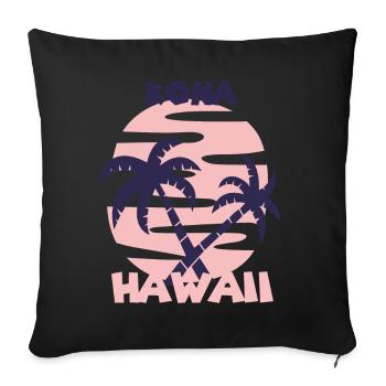 Family Vacation Hawaii Kona Palm Tree Beach Ocean - Sofa pillowcase 17,3'' x 17,3'' (45 x 45 cm) - black - Front