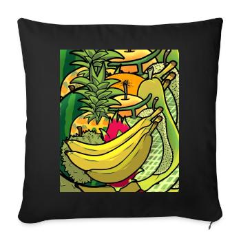 Été fruits exotiques juteux fruits fruits vitamines - Housse de coussin décorative 45 x 45 cm - noir - Devant