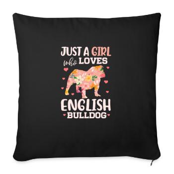 Bouledogue anglais Cadeau de chien bouledogue anglais - Housse de coussin décorative 45 x 45 cm - noir - Devant