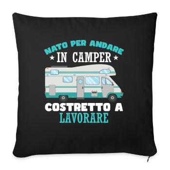 Camping camping-car amusant - Housse de coussin décorative 45 x 45 cm - noir - Devant