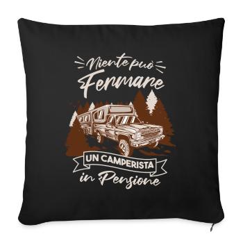 Wohnmobil | Camping Inn | Zeltplatz - Sofakissenbezug 45 x 45 cm - Schwarz - Vorne