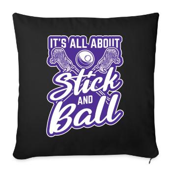 Lacrosse LAX Club Team Players Coaches Fans Coach - Housse de coussin décorative 45 x 45 cm - noir - Devant