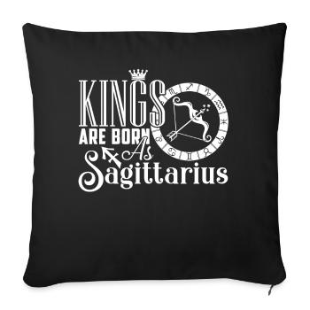 Sagittarius Kings Are Born As Sagittarius - Sofa pillowcase 17,3'' x 17,3'' (45 x 45 cm) - black - Front