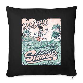 Surfing California Malibu Vacation Beach Surfing - Sofa pillowcase 17,3'' x 17,3'' (45 x 45 cm) - black - Front