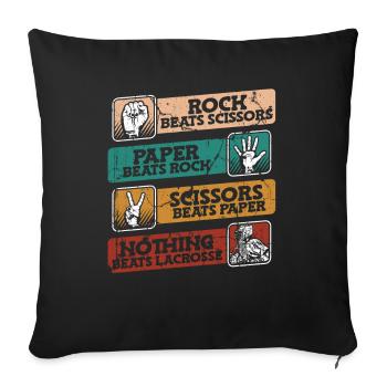 Ciseaux en papier rock crosse crosse Polo Crosse - Housse de coussin décorative 45 x 45 cm - noir - Devant