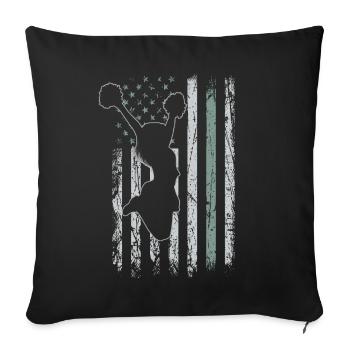 Cheerleading Retro USA Flag 4 juillet - Housse de coussin décorative 45 x 45 cm - noir - Devant