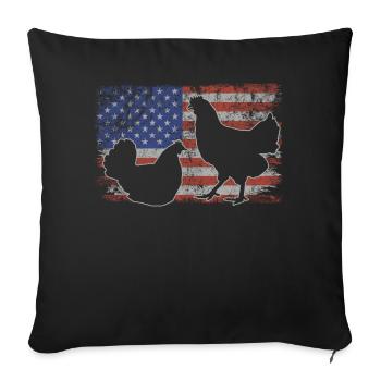Chicken Farmer Retro USA Flag Farmer 4th of July - Sofa pillowcase 17,3'' x 17,3'' (45 x 45 cm) - black - Front