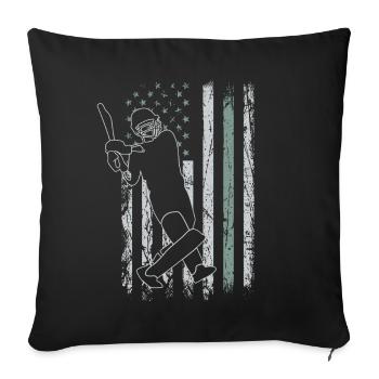 Cricket Retro USA Flag 4 juillet - Housse de coussin décorative 45 x 45 cm - noir - Devant