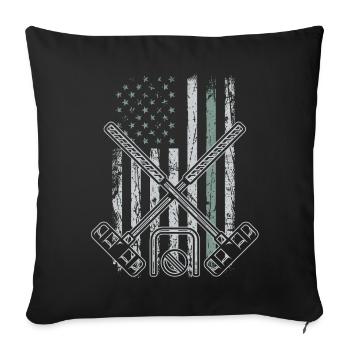 Krocket Retro USA Flagge 4th of July - Sofakissenbezug 45 x 45 cm - Schwarz - Vorne