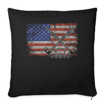 Krocket Retro USA Flagge 4th of July - Sofakissenbezug 45 x 45 cm - Schwarz - Vorne