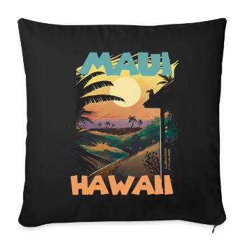 Retro Maui Hawaii Palmen Surfen im Ozean - Sofakissenbezug 45 x 45 cm - Schwarz - Vorne