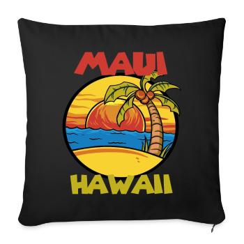 Maui-Palmen-Hawaii-Ferien-Ozean-Surfen - Sofakissenbezug 45 x 45 cm - Schwarz - Vorne