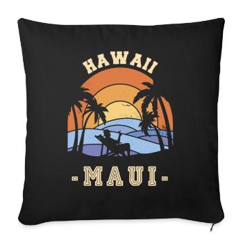 Maui Palms Hawaï Vacances Plage Océan - Housse de coussin décorative 45 x 45 cm - noir - Devant