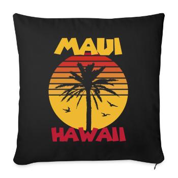 Maui Vacances Hawaï Palmiers Plage Océan Surf - Housse de coussin décorative 45 x 45 cm - noir - Devant