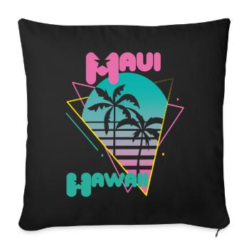 Vacances rétro Maui Hawaï Palmiers Plage Océan - Housse de coussin décorative 45 x 45 cm - noir - Devant